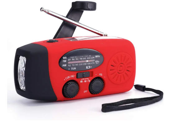Hand-Cranked AM/FM Radio with Flashlight & Power Bank