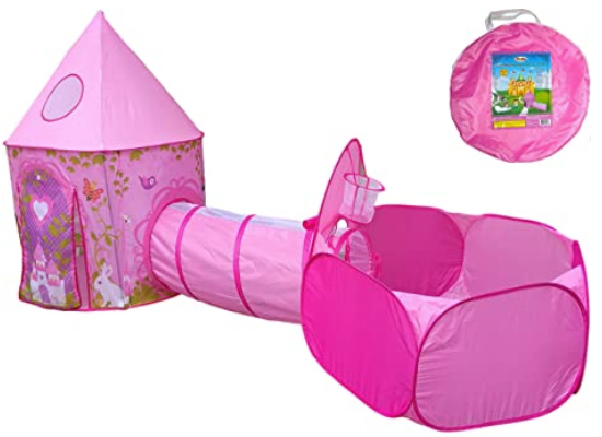 Girls Princess Fairy Tale Castle 🏰 Play Tent, with Crawl Tunnel & Ball Pit