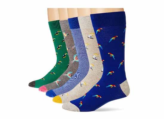 Men's 5-Pack Tropical Birds Patterned Socks 🦜