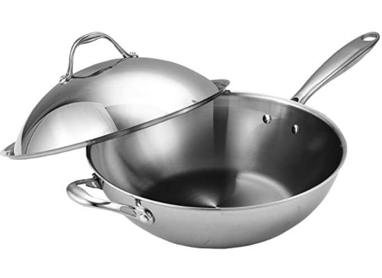 Cooks Stainless Steel Multi-Ply Clad Wok 🥘 13-Inch, Silver