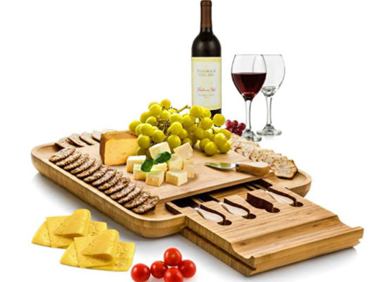 Premium Bamboo Wood Charcuterie Platter with Cutlery 🍽