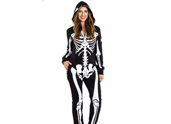 Halloween Skeleton Costume 💀 Front & Back Skeleton Print for Women