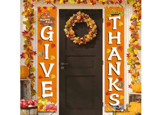 'GIVE THANKS' Hanging Porch Banner ๐ฆ