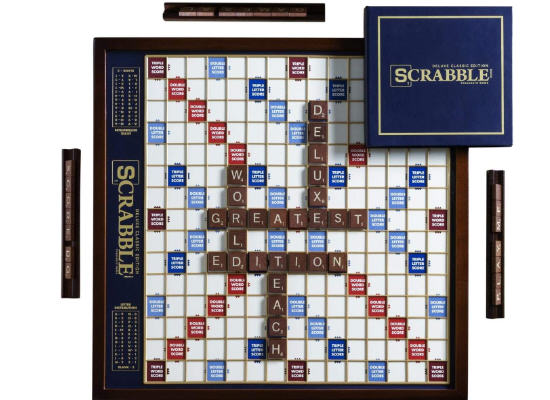 Scrabble Deluxe Edition with Rotating Wooden Game Board 🔤
