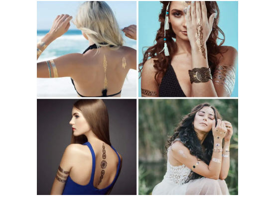 75+ Metallic Gold Henna Temporary Tattoos 🧘