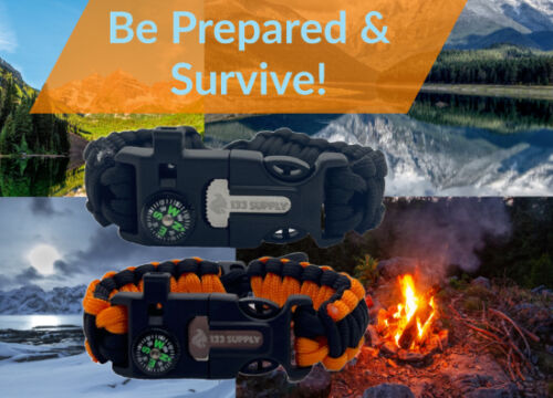 Survival Gear Bracelet 🔥 with Paracord, Compass, Fire Starter & Whistle